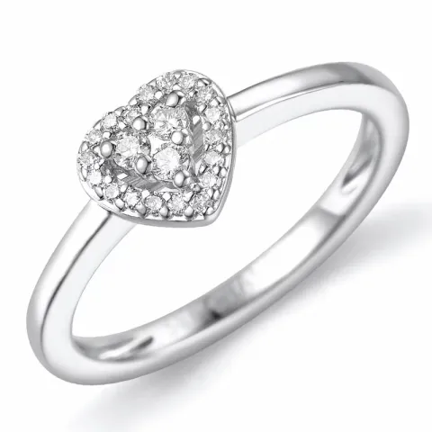 Hjärtering i 14 karat vitguld 0,129 ct