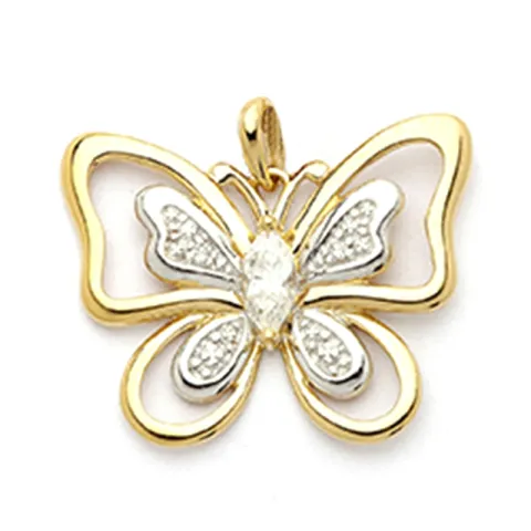 fjärilar hängen i 9 karat guld med rhodium