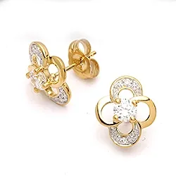 Blommor örhängen i 9 karat guld med zirkoner