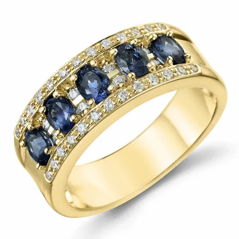 safir diamantring i 14  karat guld 0,26 ct 1,26 ct