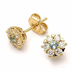 Runda örhängen i 9 karat guld med topaser och zirkoner