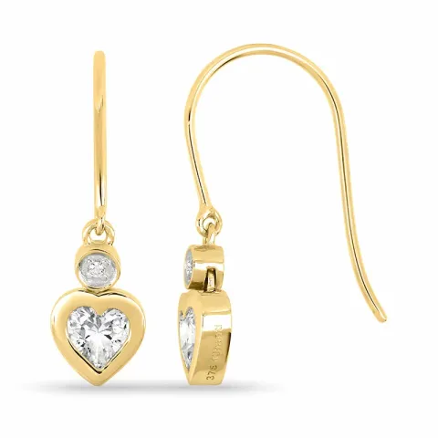 Hjärteörhängen i 9 karat guld med zirkoner