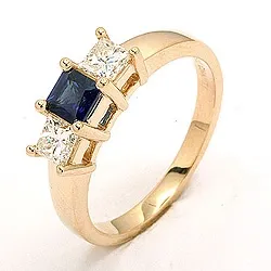 Safir ring i 14  karat guld 0,52 ct 0,36 ct