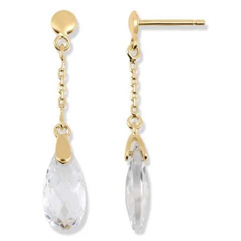 Droppe örhängen i 9 karat guld med zirkoner