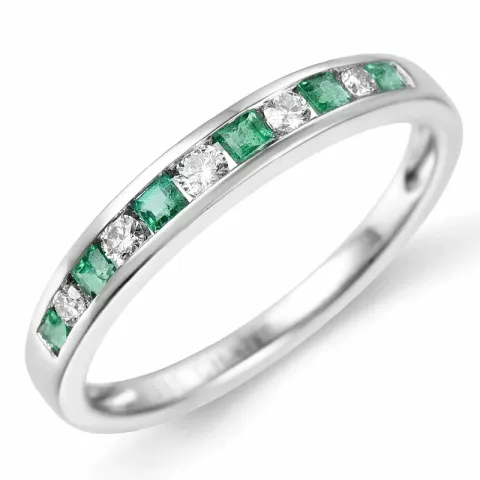 smaragd ring i 14 karat vitguld 0,11 ct 0,21 ct