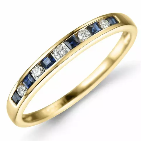 safir diamantring i 14  karat guld 0,11 ct 0,26 ct