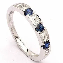 safir diamantring i 14  karat vitguld 0,27 ct 0,41 ct