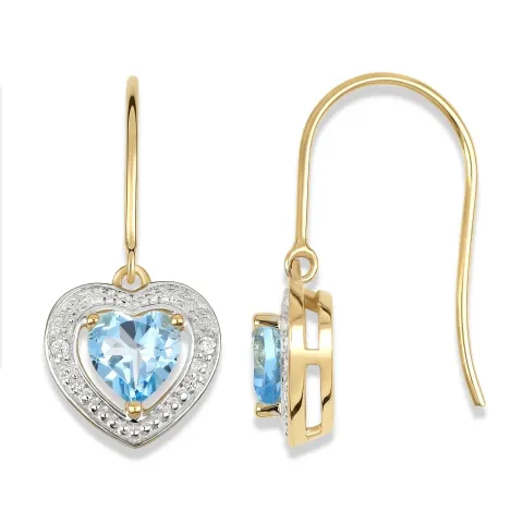 hjärta örhängen i 9 karat guld med rhodium med topas och zirkon