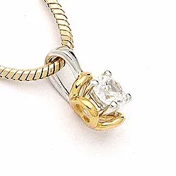 Abstrakt hängen i 9 karat guld och vitguld och svart rhodinerat silver