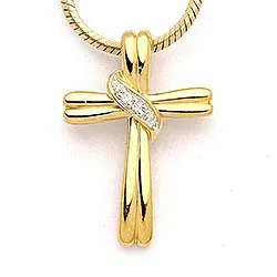 kors zirkon hängen i 9 karat guld
