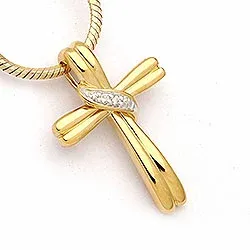 kors zirkon hängen i 9 karat guld