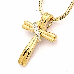 kors zirkon hängen i 9 karat guld