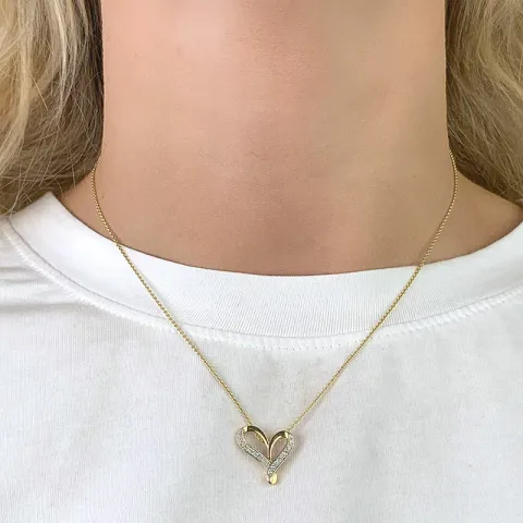 hjärta hängen i 9 karat guld med rhodium