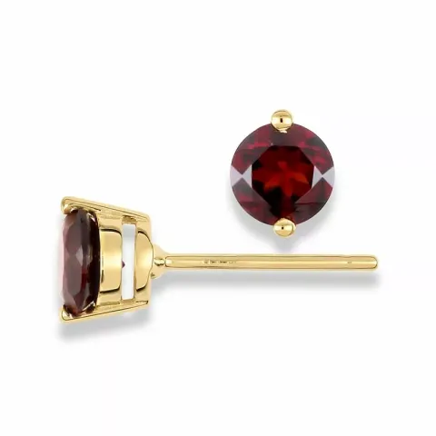 Runda örhängestift i 9 karat guld med granater