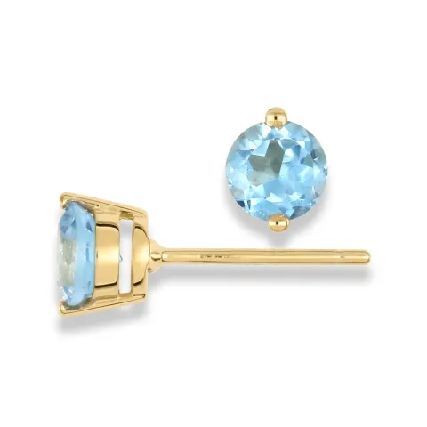 Runda örhängestift i 9 karat guld med topaser