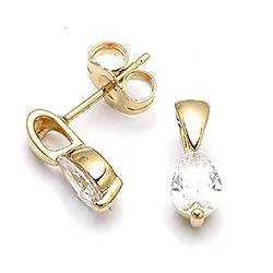 Zirkon örhängestift i 9 karat guld med zirkoner