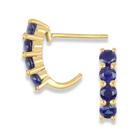 örhängestift i 9 karat guld med syntetiska safirer