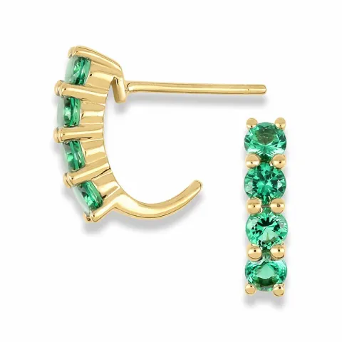 örhängestift i 9 karat guld med syntetisk smaragd