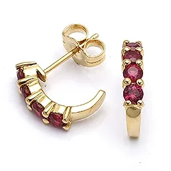 örhängen i 9 karat guld med syntetiska rubiner