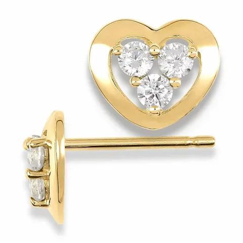Zirkon hjärteörhängen i 9 karat guld med zirkoner