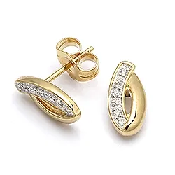 örhängestift i 9 karat guld med rhodium med zirkon