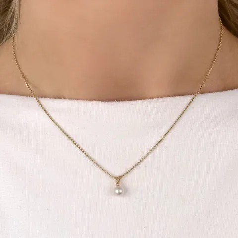 pärla diamantberlocker i 14  carat guld 0,01 ct