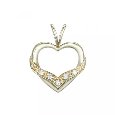 hjärta diamant hängen i 14  carat guld 0,03 ct
