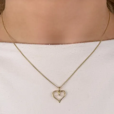 hjärta diamant hängen i 14  carat guld 0,01 ct