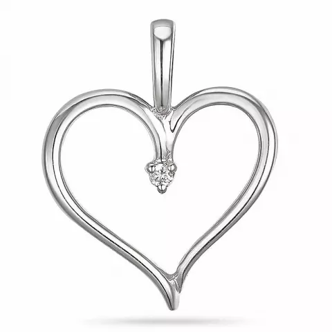 Hjärta diamant hängen i 14  carat vitguld 0,01 ct