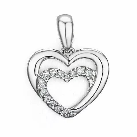 hjärta diamant hängen i 14 carat vitguld 0,08 ct