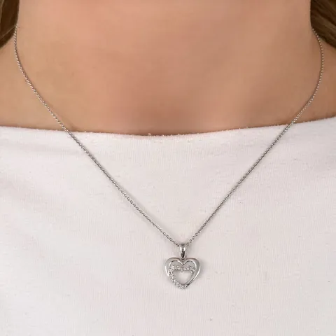 hjärta diamant hängen i 14 carat vitguld 0,08 ct