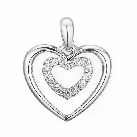 hjärta diamant hängen i 14  carat vitguld 0,08 ct