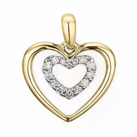 hjärta diamant hängen i 14  carat guld- och vitguld 0,08 ct