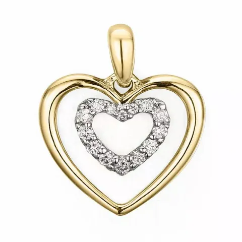 hjärta diamant hängen i 14 carat guld- och vitguld 0,08 ct