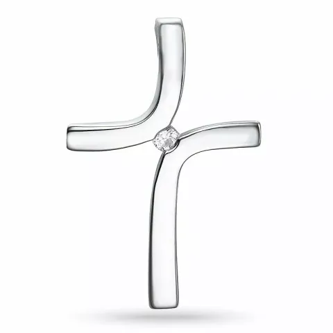 Kors diamant hängen i 14  carat vitguld 0,03 ct