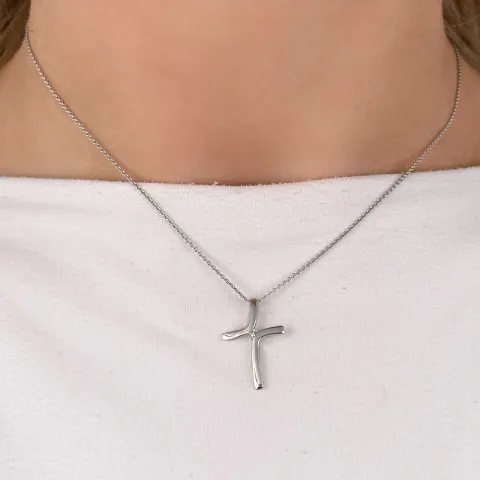 Kors diamant hängen i 14  carat vitguld 0,03 ct