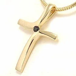 Kors safir hängen i 14  carat guld 0,04 ct