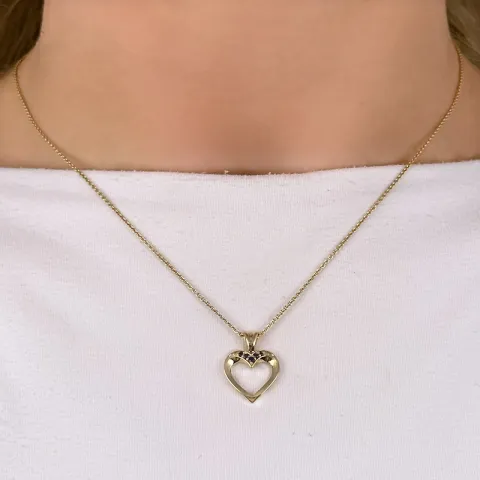 hjärta safir hängen i 14 carat guld 0,07 ct