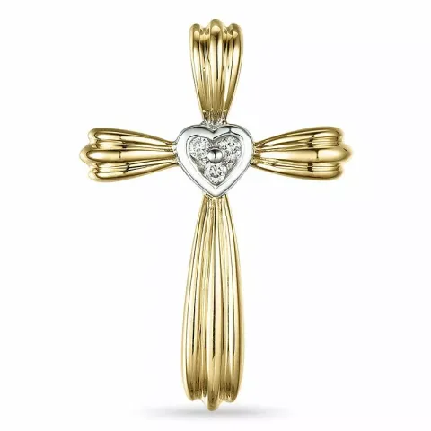 Kors diamantberlocker i 14 carat guld- och vitguld 0,05 ct
