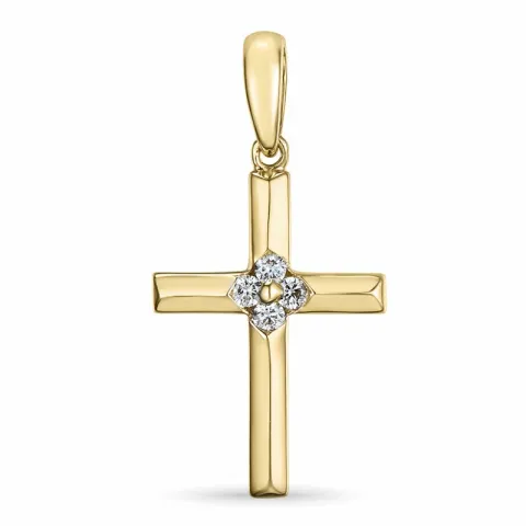 kors hängen i 14 carat guld 0,08 ct