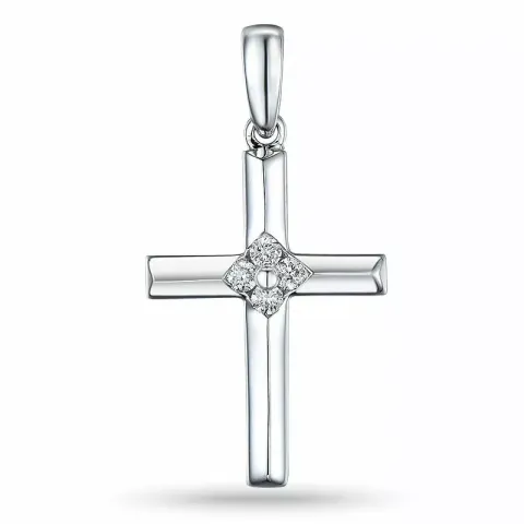 kors diamant hängen i 14 carat vitguld 0,07 ct