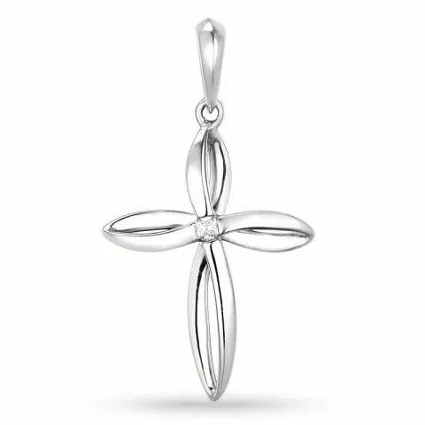 kors hängen i 14 carat vitguld 0,03 ct