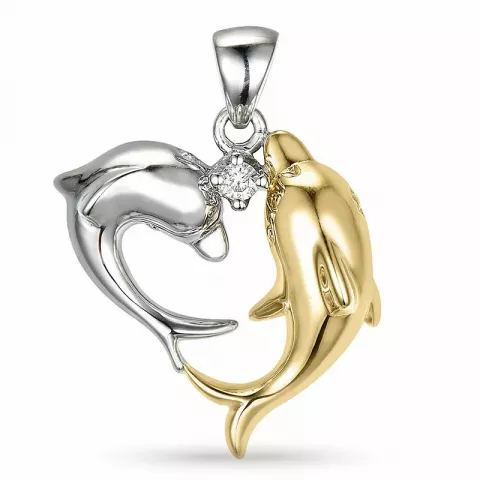 delfin diamantberlocker i 14  carat guld- och vitguld 0,04 ct