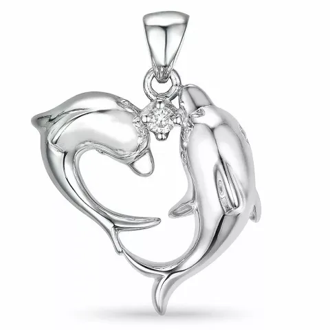 Delfin hängen i 14 carat vitguld 0,04 ct
