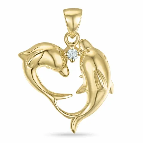 delfin hängen i 14 carat guld 0,04 ct