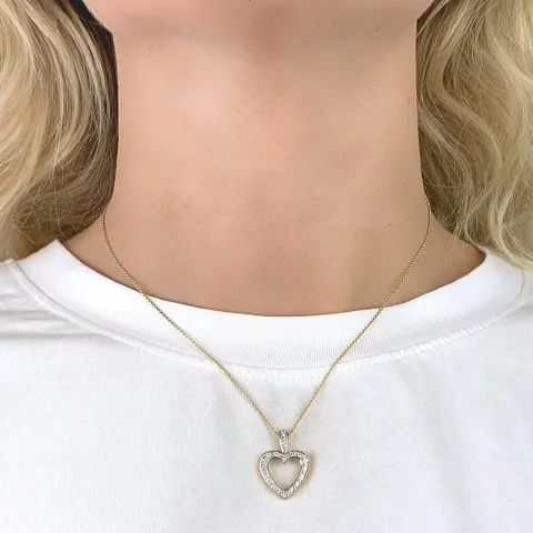 hjärta hängen i 9 karat guld med rhodium