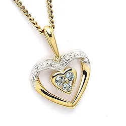 Hjärta hängen i 9 karat guld och 9 karat vitguld
