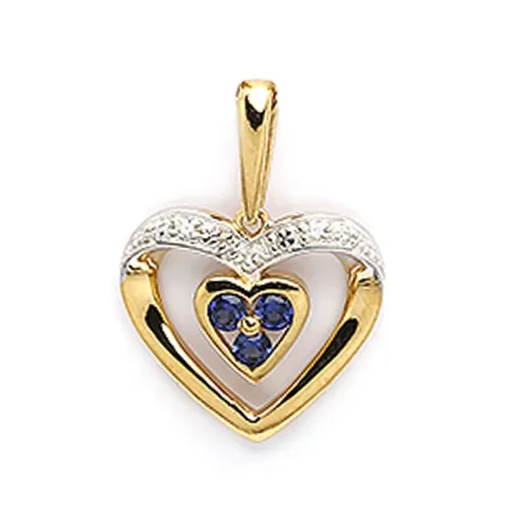 Hjärta hängen i 9 karat guld och 9 karat vitguld