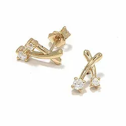 örhängestift i 8 karat guld med zirkoner