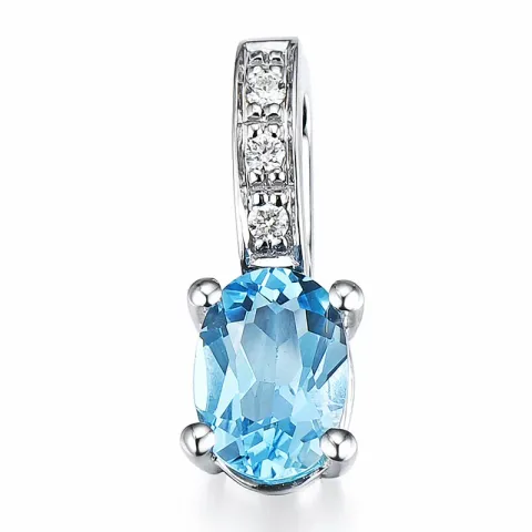 Blå topas hängen i 14  carat vitguld 0,03 ct 0,92 ct
